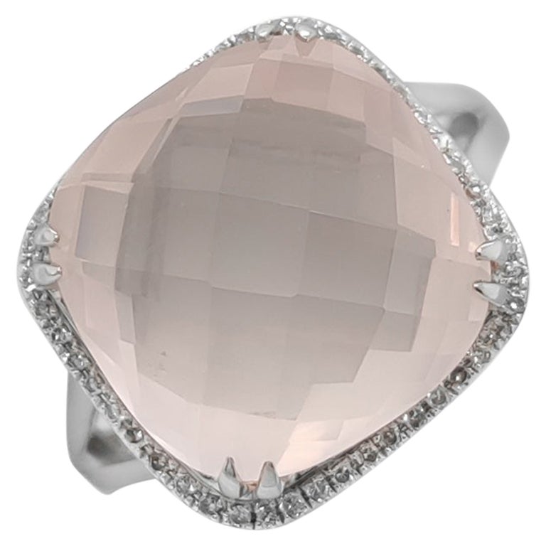 NO RESERVE 8.80CTW Pink Quartz and Diamond 14K white Gold For Sale