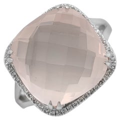 NO RESERVE 8,80CTW Rosa Quarz und Diamant 14K Weißgold