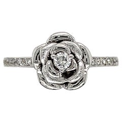 Dilys' Blooming Rose Diamond Ring in 18K White Gold