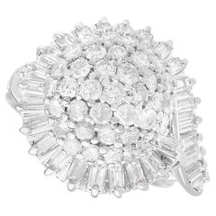 Art Deco 3.37 Carat Diamond and 18K White Gold Cluster Ring