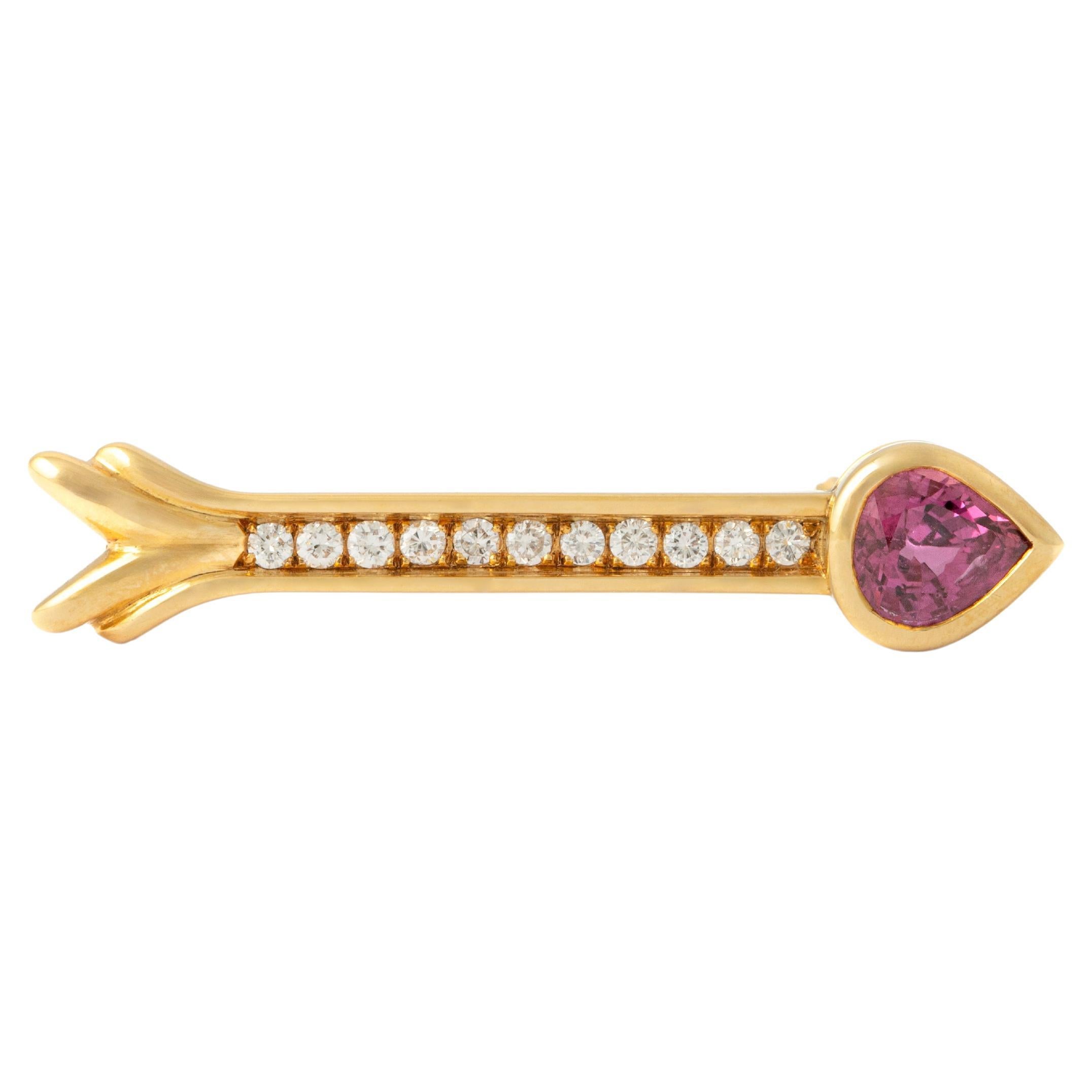 Ruby Diamond Yellow Gold 18K Brooch