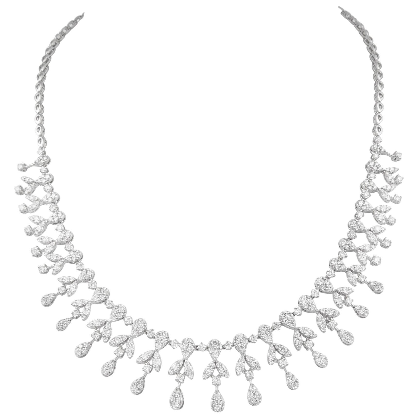 7.57 Carat Diamond Illusion Set Necklace 18 Karat White Gold For Sale