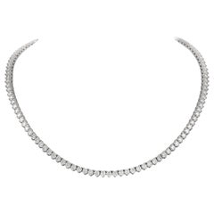 Alexander 16.26 Carat Diamond Tennis Necklace Three Prong 18k White Gold