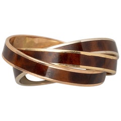 Gold and Brown Enamel Trinity Ring
