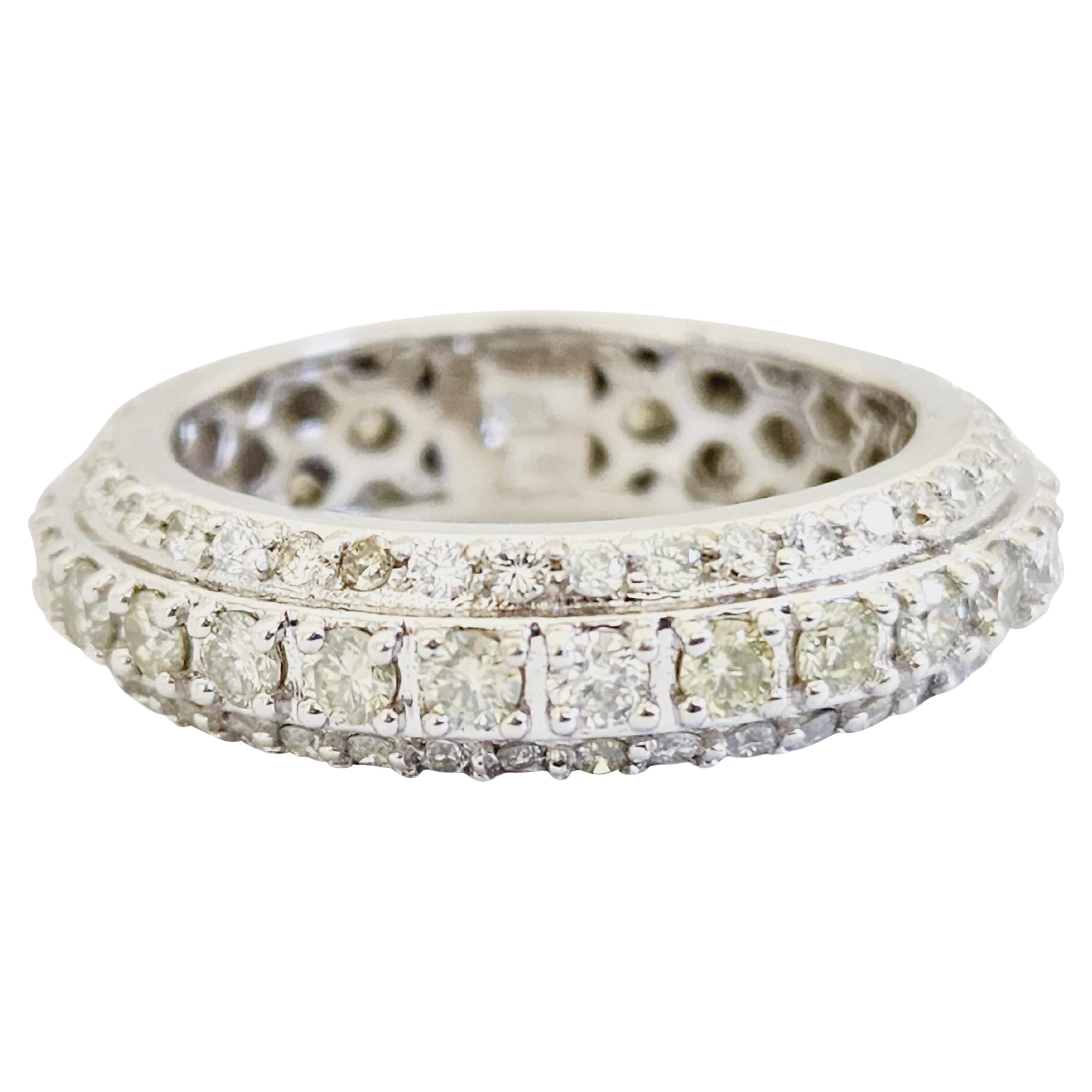 FLASH SALE 2.60 Carat Natural Diamond Eternity Band 14 Karat White Gold Ring For Sale