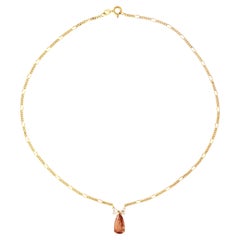 Retro Topaz Diamond Pendant Chain Necklace