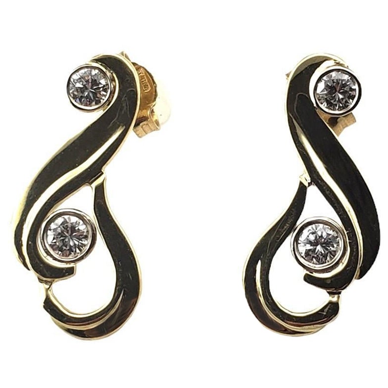 18 Karat Yellow Gold and Diamond Earrings #15517