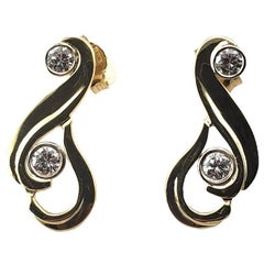 Vintage 18 Karat Yellow Gold and Diamond Earrings #15517