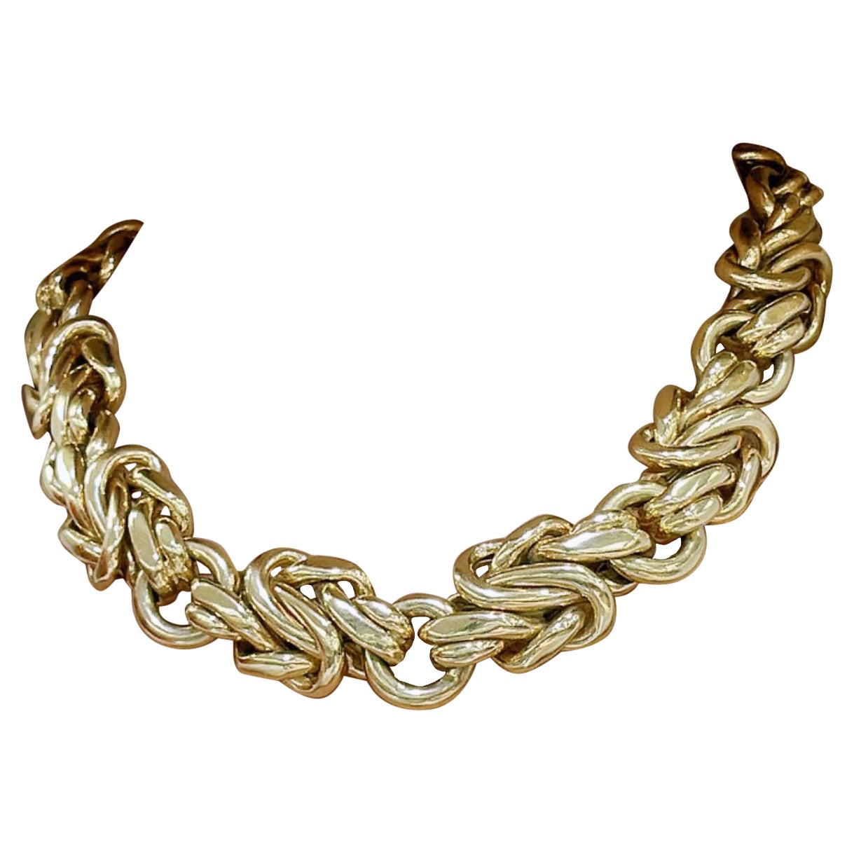 Hand Woven 227GR 18K Yellow Gold Statement Necklace For Sale