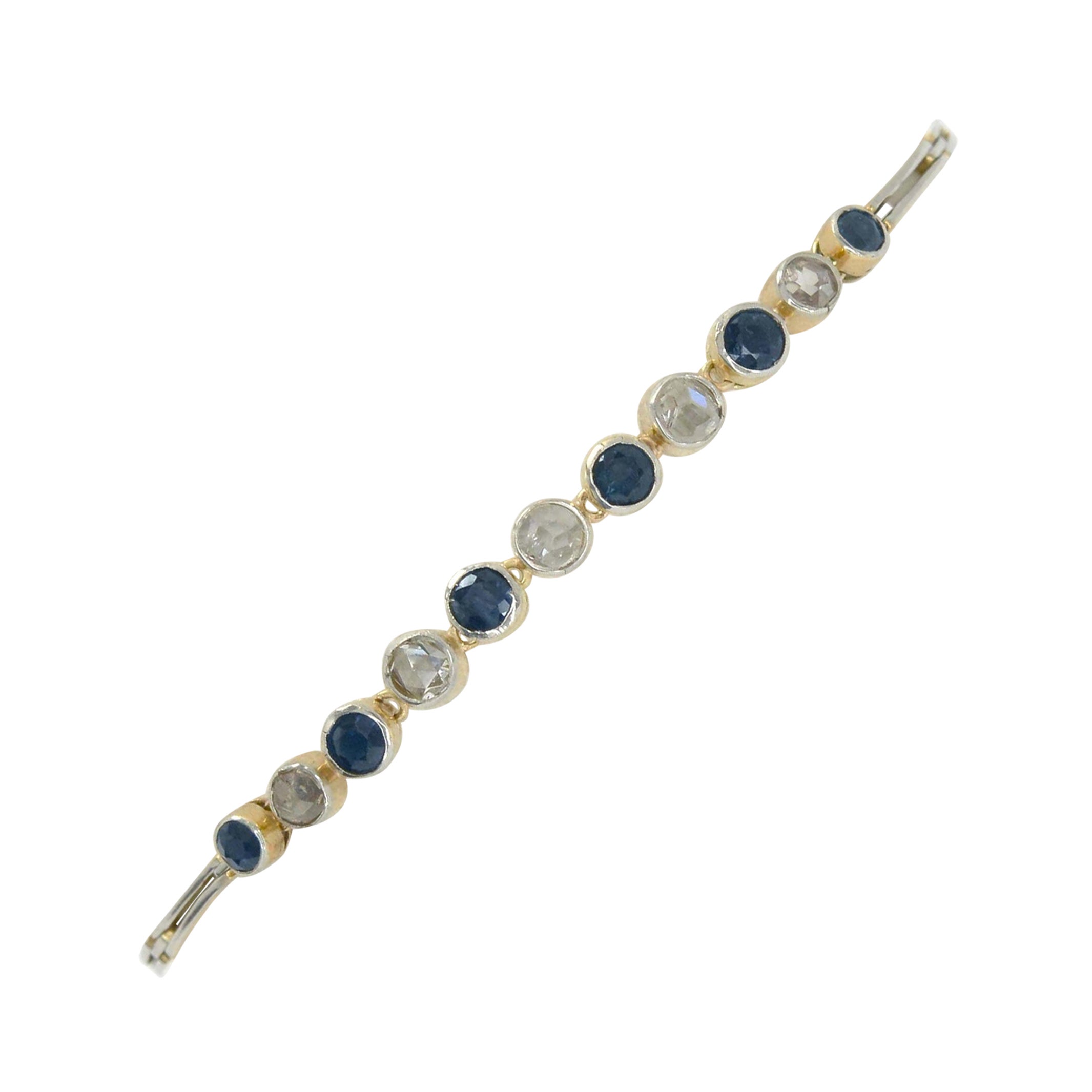 Art Deco Sapphire Diamond Straight Line Bracelet