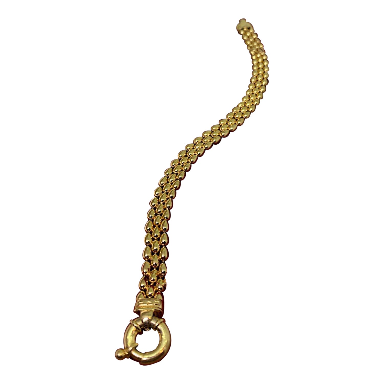 Superb 9Kt Yellow Gold Italian Panther Link Bracelet, c2000s. Mint Condition. For Sale
