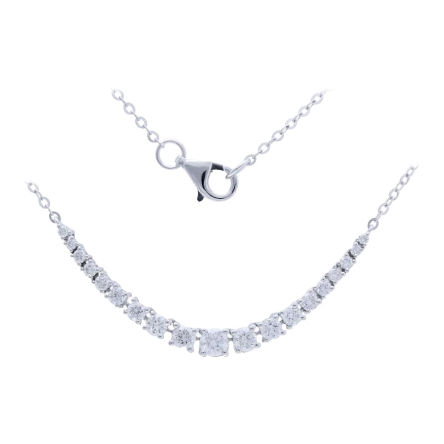 Timeless Tennis 0.76 Carat Diamond Necklace in 14K White Gold For Sale