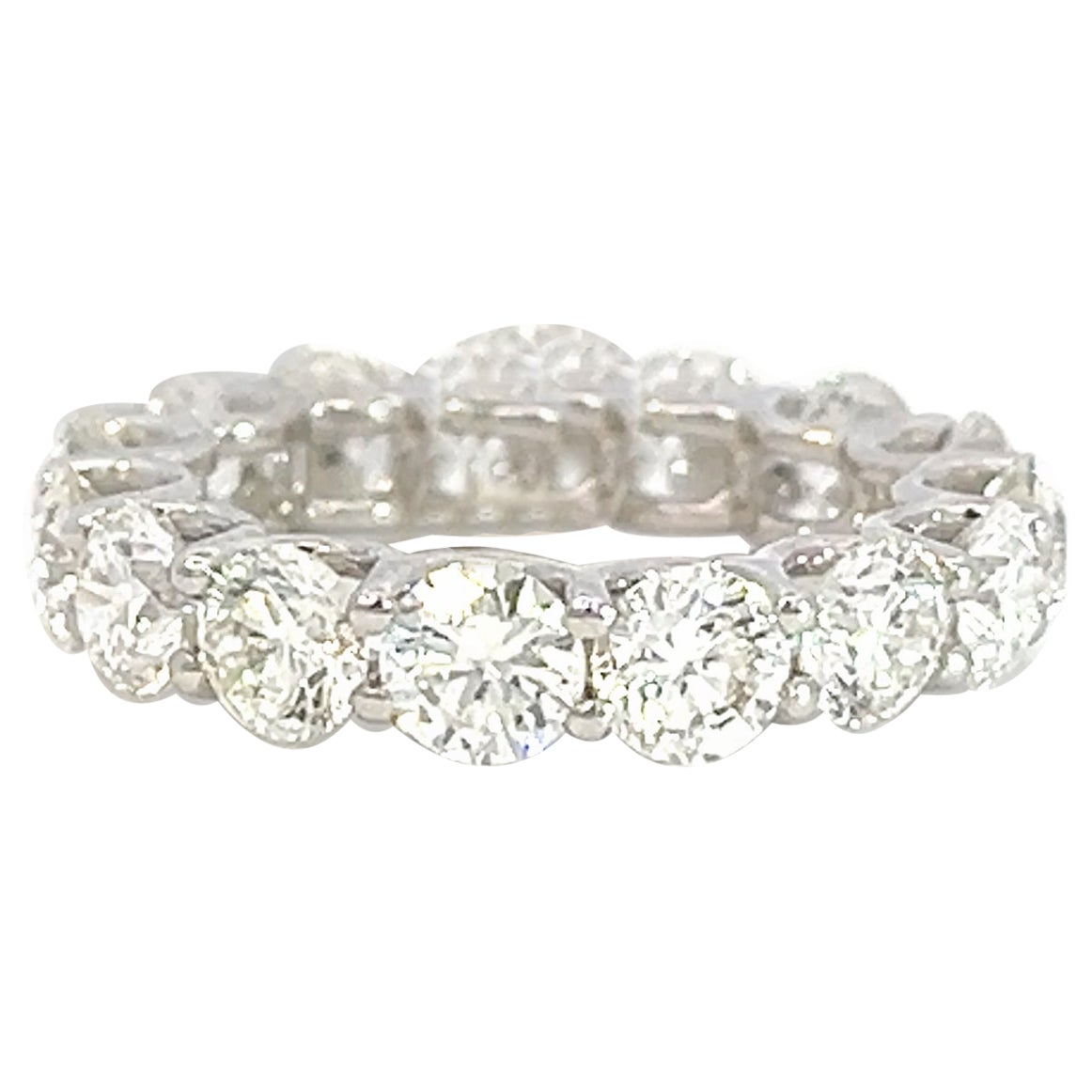 Classic 18k Gold 3.38 Carat Elegant Eternity Band Diamond Ring For Sale