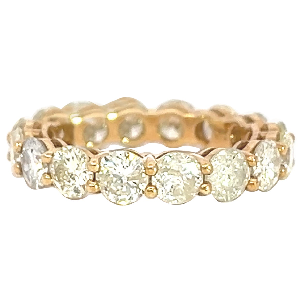 Classic 14k Gold 3.78 Carat Elegant Eternity Band Diamond Ring For Sale