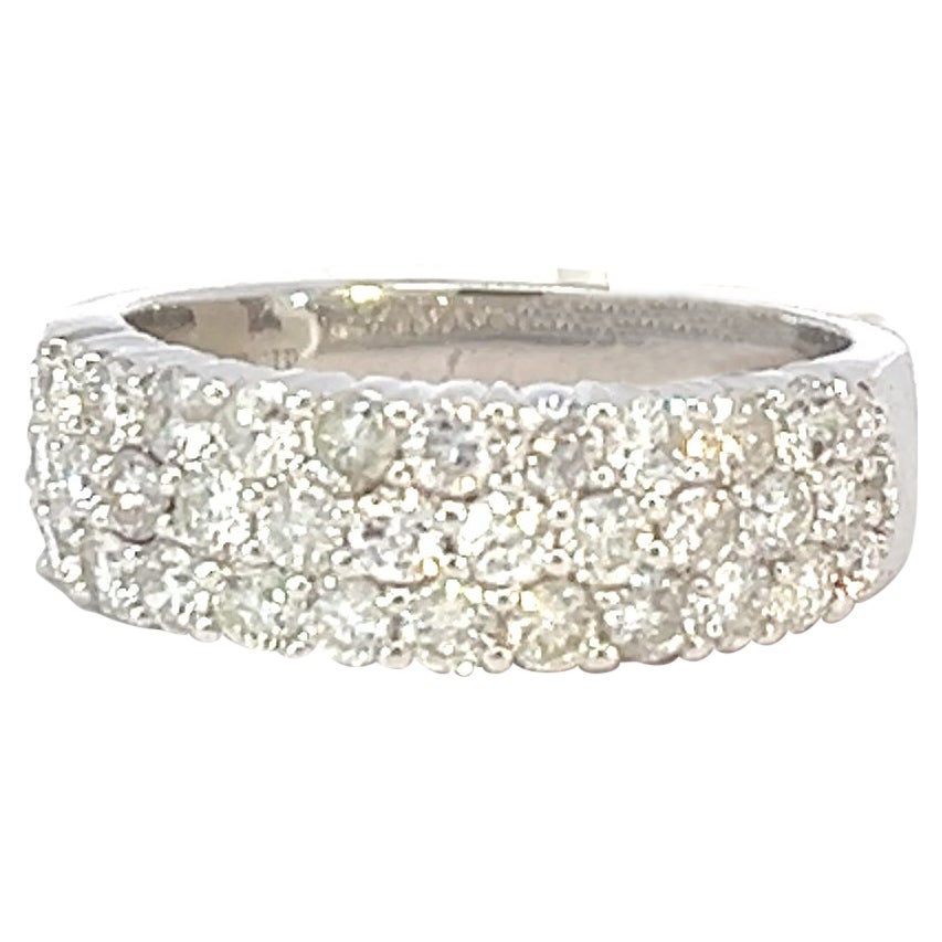 Classic 14k Gold 1.396 Carat Elegant Cluster Diamond Band Ring For Sale