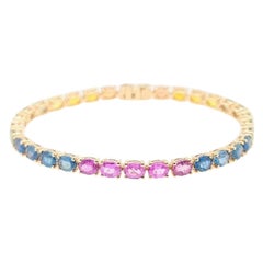 Bracelet de tennis Timeless en or rose 18 carats avec saphir 14 carats