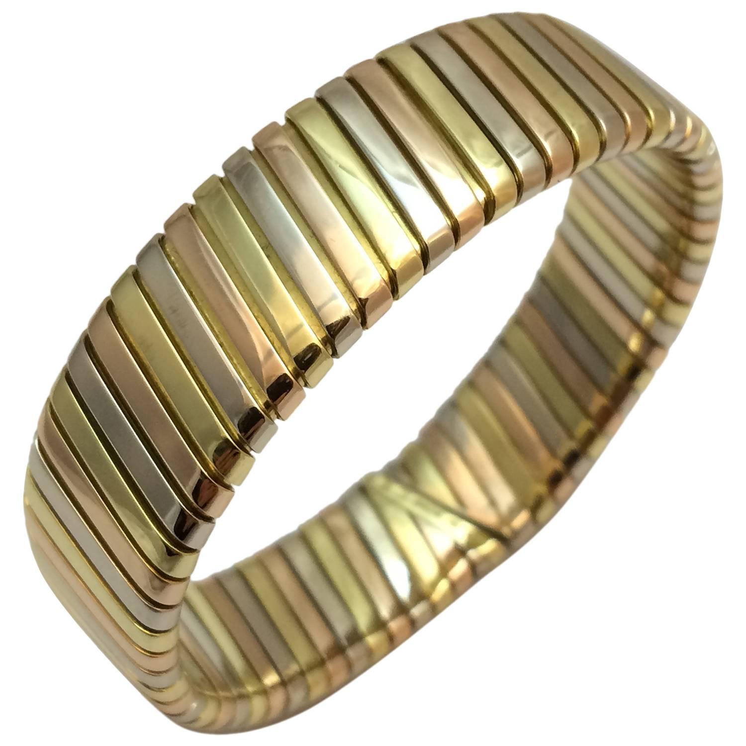Bulgari Tubogas Drei-Farben-Gold-Armband.