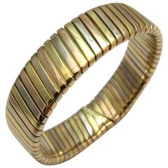 Bulgari Tubogas Three Color Gold Bracelet.