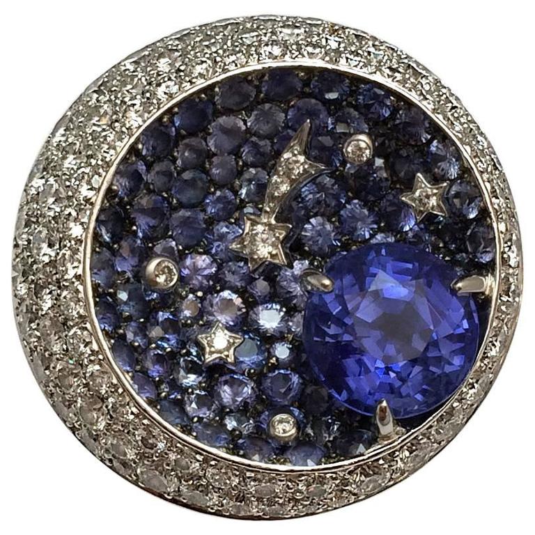 Chanel Sapphire Diamond Gold Comete Collection Nuit Etoilee Ring