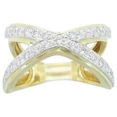 18k Yellow Gold 
Diamond "X" Ring