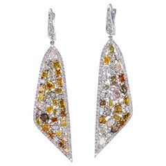 NO RESERVE!  --  12.25cttw Fancy Color Diamonds - 14 kt. White gold - Earrings
