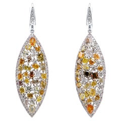 PAS DE RÉSERVE !  -  11.55cttw Fancy Color Diamonds - 14 kt. Or blanc - Boucles d'oreilles