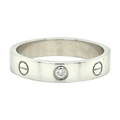 Cartier Love Wedding Band One Diamond Thin Ring White Gold Size 56