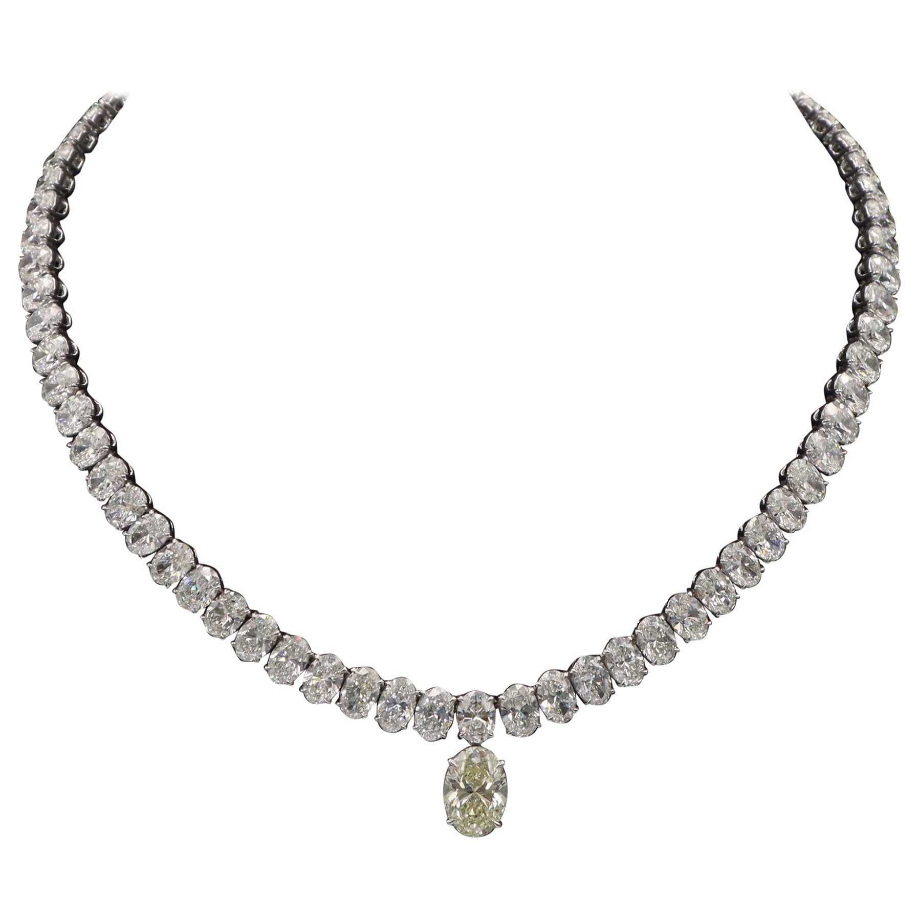 Emilio Jewelry Gia Certified 52.00 Carat Oval Diamond Necklace