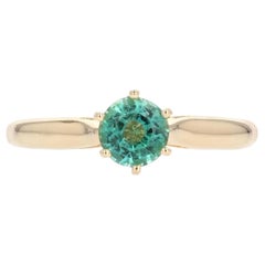 French 1960s Emerald 18 Karat Yellow Gold Solitaire Ring