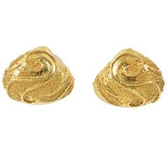 Retro Elizabeth Gage Granulated Gold Earrings