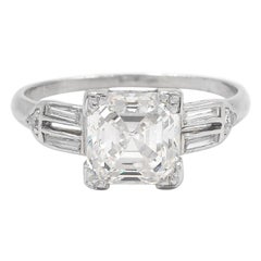 Antique Art Deco 2.01 Carat GIA Asscher Cut Diamond Engagement Ring