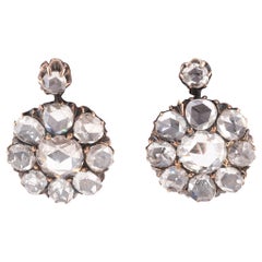 Paar antike Rosen-Diamant-Ohrringe, um 1880