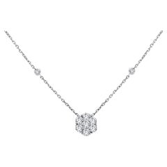 0.98 Carat Natural Diamond Flower Pendant in 14k White Gold ref1746