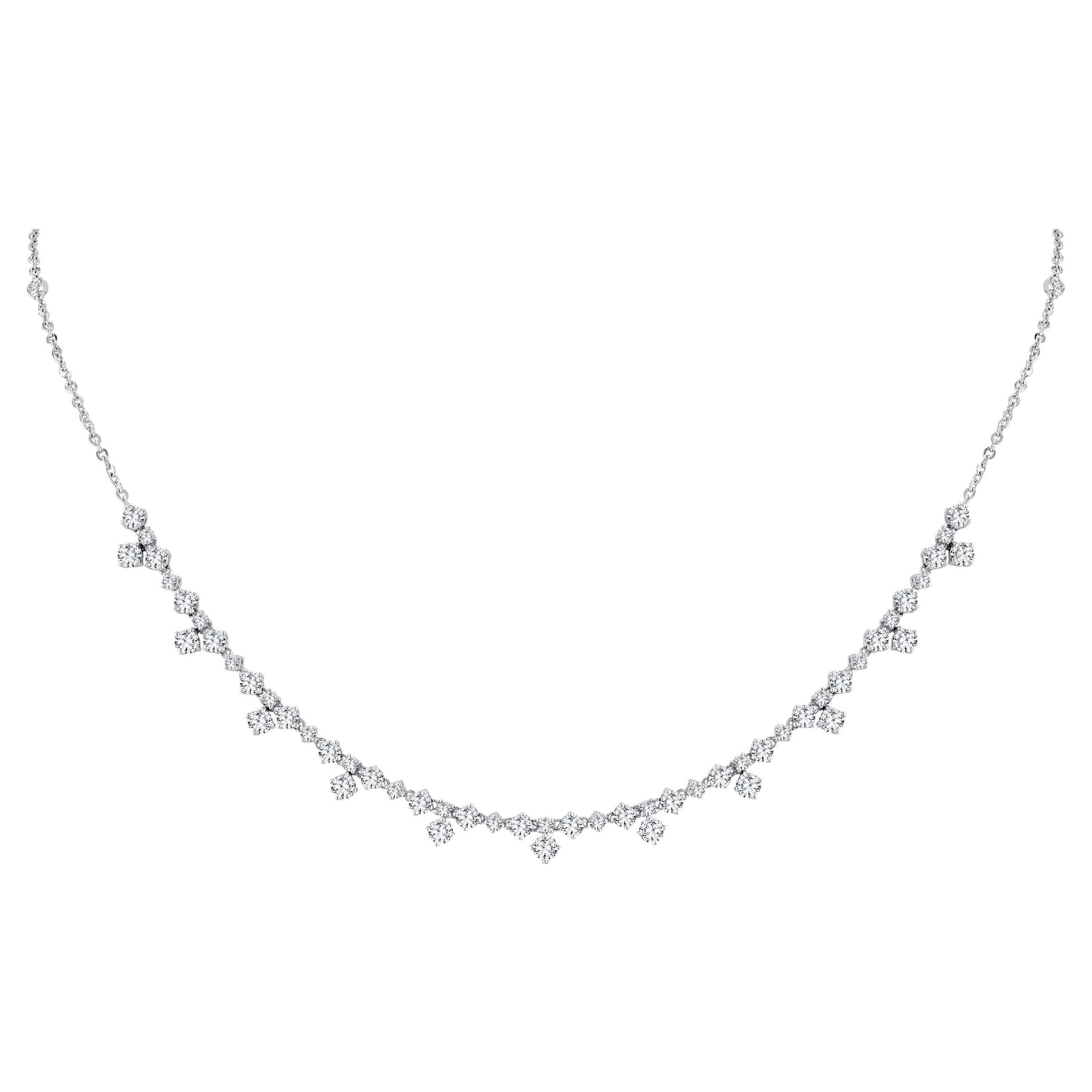 2.42 Carat Round Natural Diamond Necklace in 14k White Gold ref108 For Sale