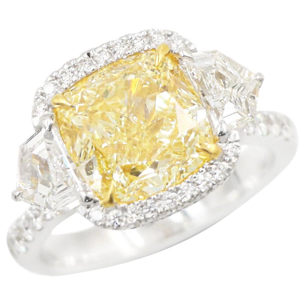 Emilio Jewelry Gia Certified 5.00 Carat Flawless Fancy Yellow Diamond Ring  For Sale