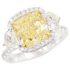 Emilio Jewelry Gia Certified 5.00 Carat Flawless Fancy Yellow Diamond Ring 