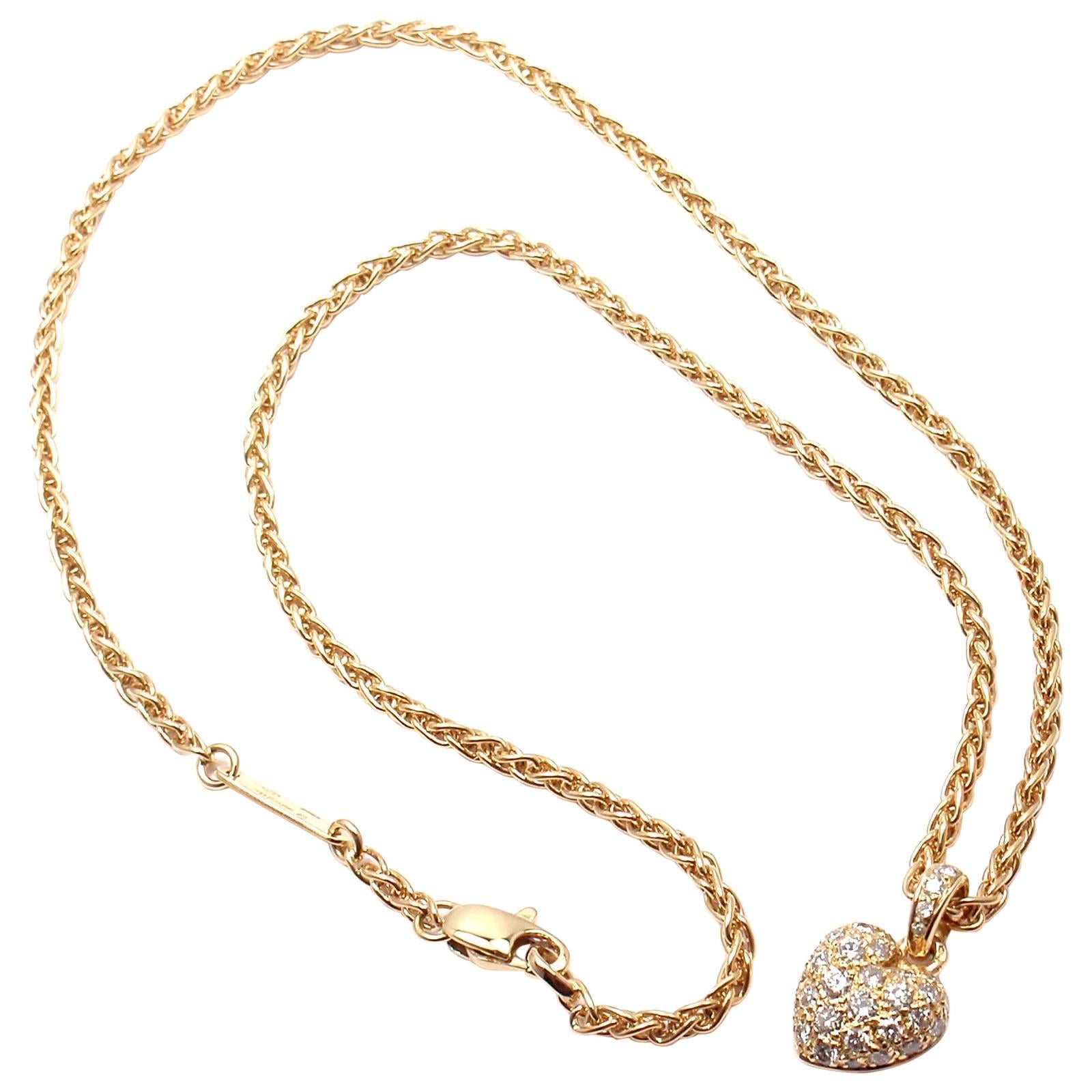 Cartier Diamond Gold Heart Pendant Necklace