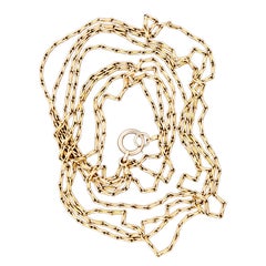 Victorian 15k Yellow Gold Long Guard Chain Circa 1880