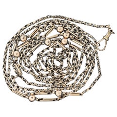 Victorian 9k Rose Gold Long Guard Chain Circa 1880