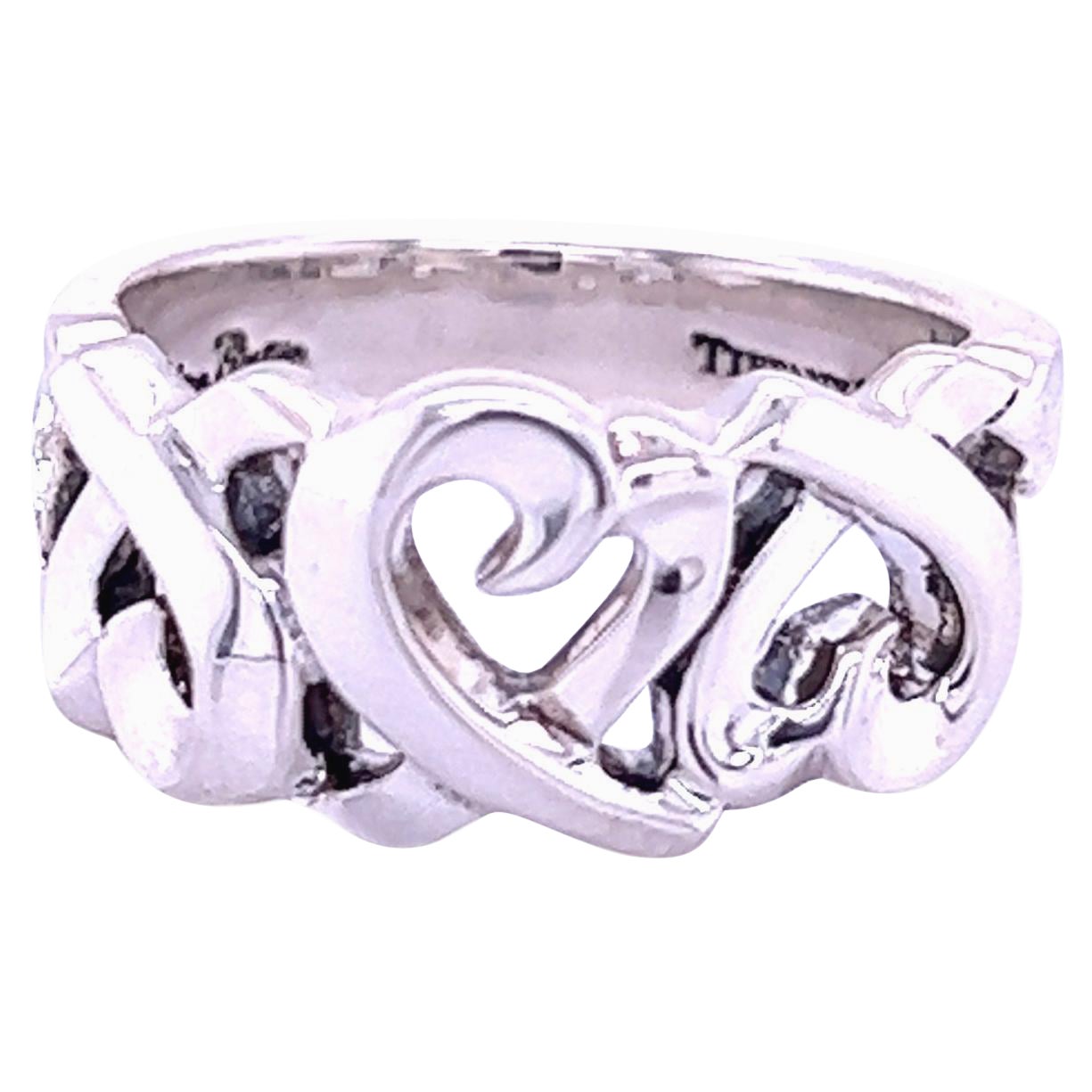 Tiffany & Co Estate Triple Heart Ring 5 Sterling Silver By Paloma Picasso