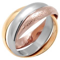 Cartier Used Trinity Tri Color 3 Millimeter Each Band 18 Karat Gold Ring 