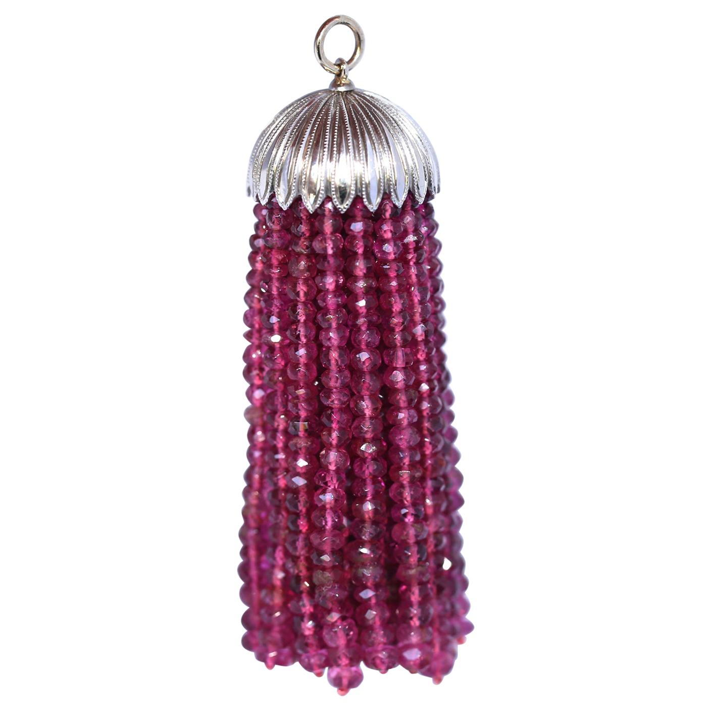 Rubies Beads Pendant Gold Platinum, 1920 For Sale