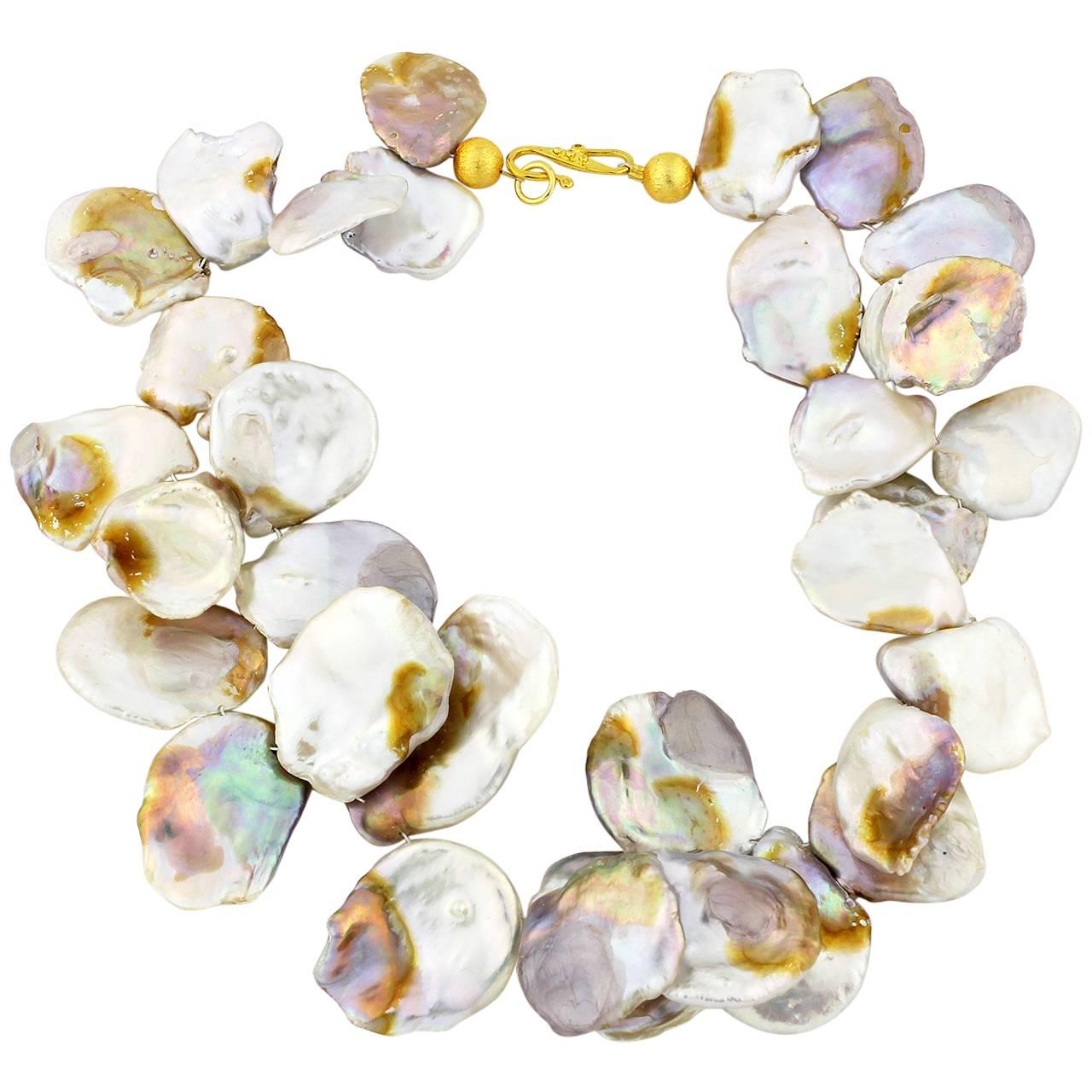 Dramatic Chic One-of-a-Kind Irridescent Real Keshi Pearl Necklace