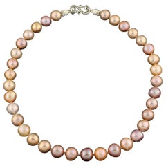 Classic South Sea 19" Multi-Color Glowing Gold Tone Pearl Necklace