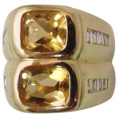 Contemporary 18K Yellow Gold and Citrine Diamond Ring 3