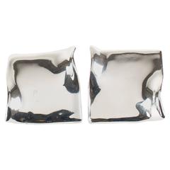 Statement, Square, Hollow, Sterling Silver Clip Earrings 6