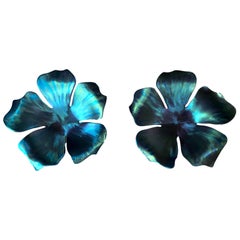 Titanio Plata Oro Blanco 18 Kilates Hecho en Italia Pendientes Sakura