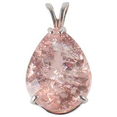 Magnificent Pear Shape Morganite Pendant in Sterling Silver 9