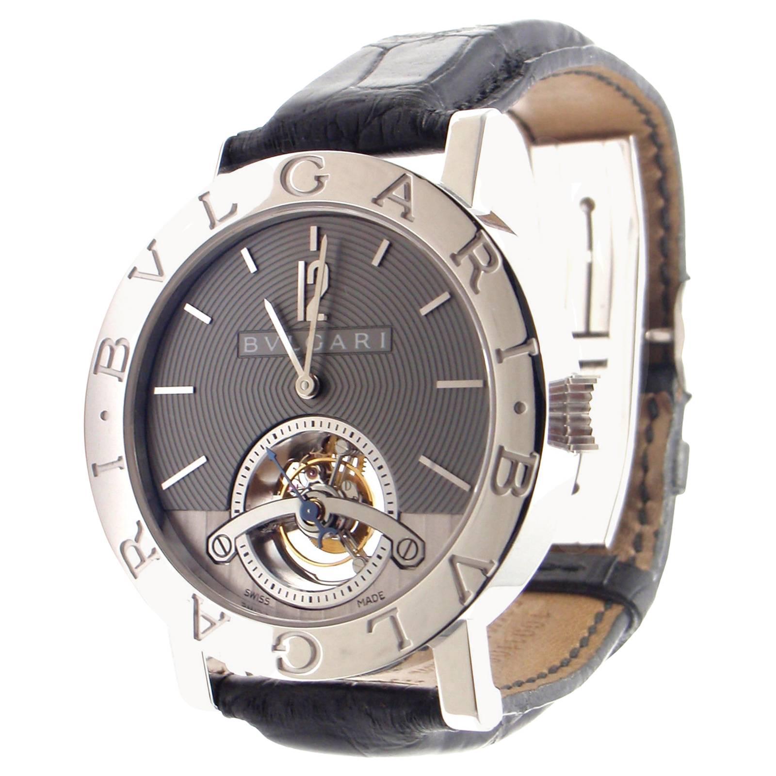 Bulgari White Gold Tourbillon Ltd Ed Power Reserve Wristwatch Ref BBW38GLTB