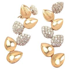 Damiani Antera Diamond Two Color Gold Drop Earrings